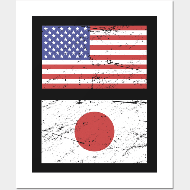 United States Flag & Japan Flag Wall Art by MeatMan